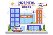 10 Hospital Building Illustration, a Healthcare Illustration by denayunebgt (Thumbnail 1 of 4)