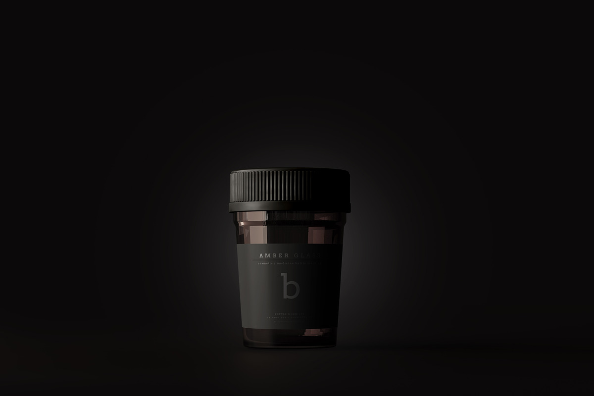 Amber Glass Pills Bottle Mockups, a Cups & Container Mockup by pmvch (Photo 7 of 20)