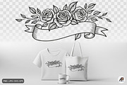 Rose Floral Ribbon Banner Bundle, an Illustration by Actual Pixel (Thumbnail 5 of 9)