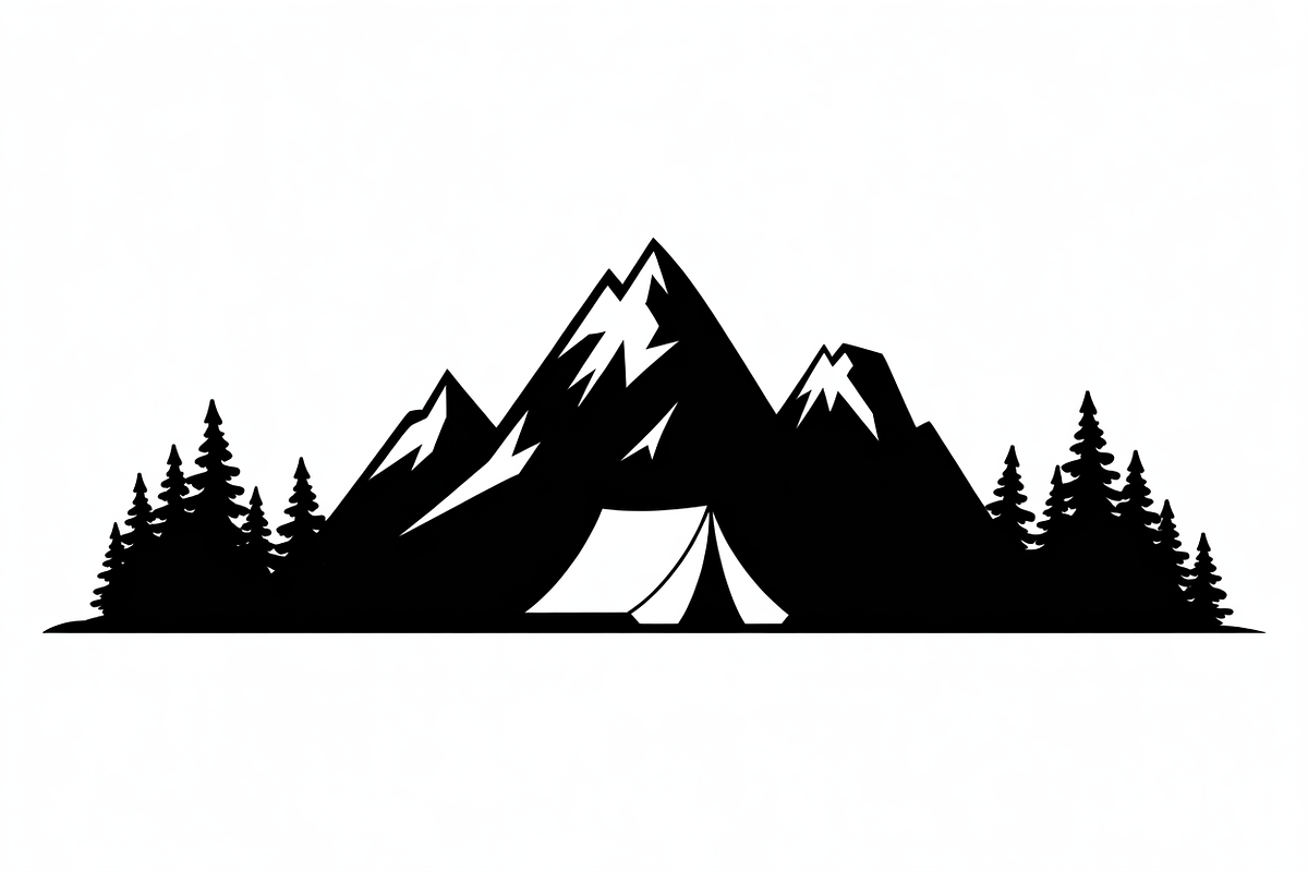 silhouette camping tent mountain, an Illustration by Amazin_art (Photo 12 of 17)