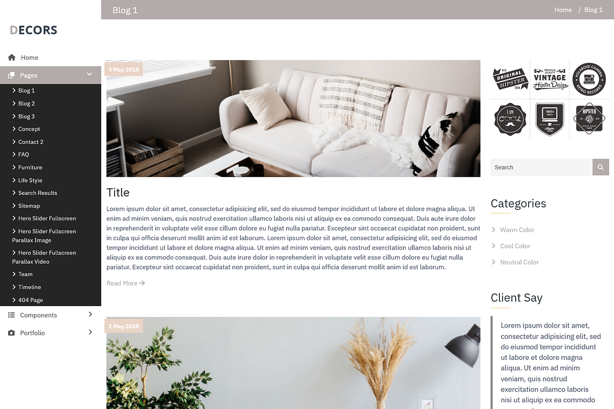 Decors - Multipurpose HTML5 Template, a HTML Template by ColorsThemes (Photo 3 of 3)