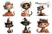 Whimsical Halloween Cat Clipart, a Seasonal Illustration by Daily.Designs (Thumbnail 2 of 4)