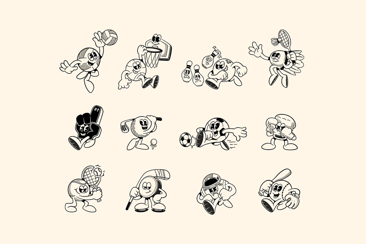Retro Sports Mascot Illustrations, an Object Graphic by Ludere Studios (Photo 3 of 8)