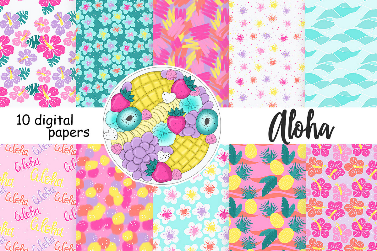 Aloha Patterns | Tropical Flowers, a Pattern Graphic by GlamArtZhanna (Photo 2 of 3)