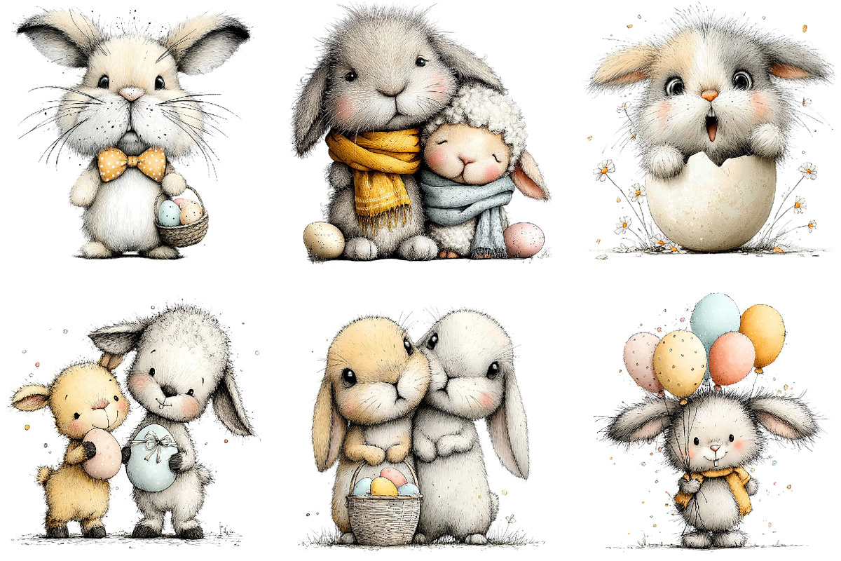 Fluffy Bunny Lamb Easter Clipart, an Illustration by Sublimation Artist (Photo 7 of 7)