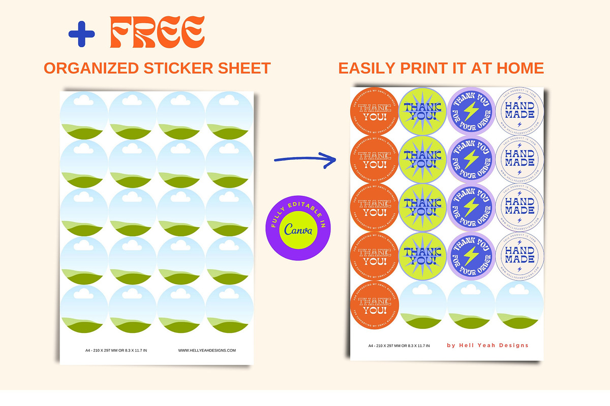 Funky Sticker Templates, a Stationery Template by Hell Yeah Designs (Photo 4 of 6)