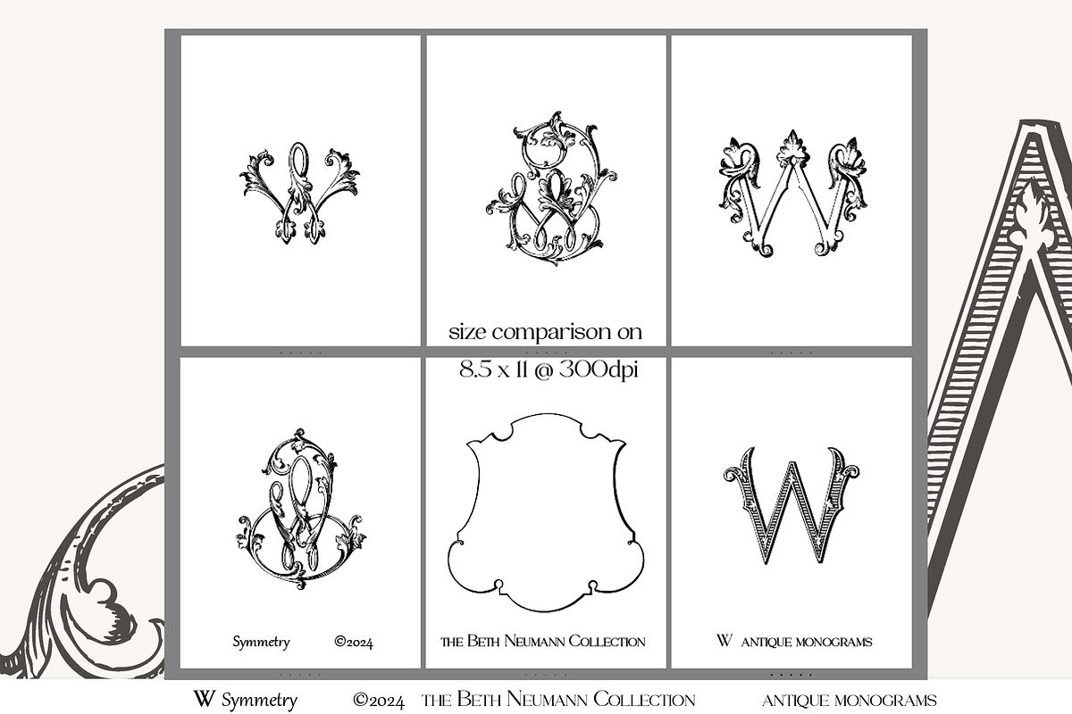 Antique Vintage Monogram Initial W, an Object Graphic by Antique Monograms (Photo 3 of 4)