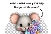 Whimsical Floral Animal Clipart Set, an Illustration by one-touch (Thumbnail 6 of 16)