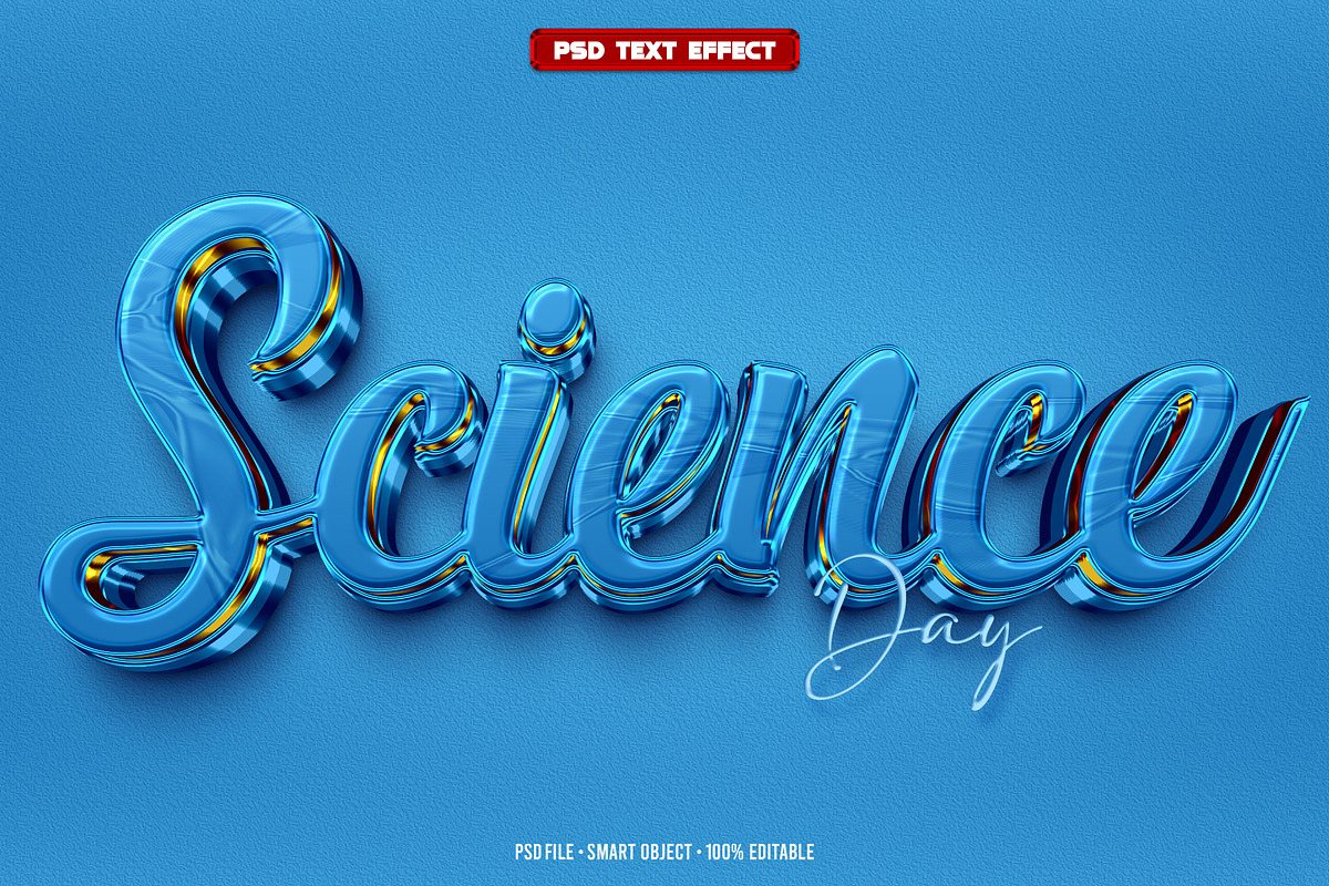 Science day 3D editable text effect, a Layer Style Add-On by Hello Muh