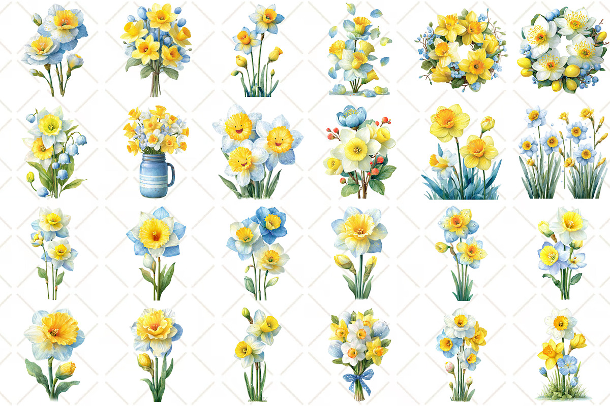 Watercolor Daffodil Clipart, an Illustration by Black Bird Studio (Photo 2 of 5)