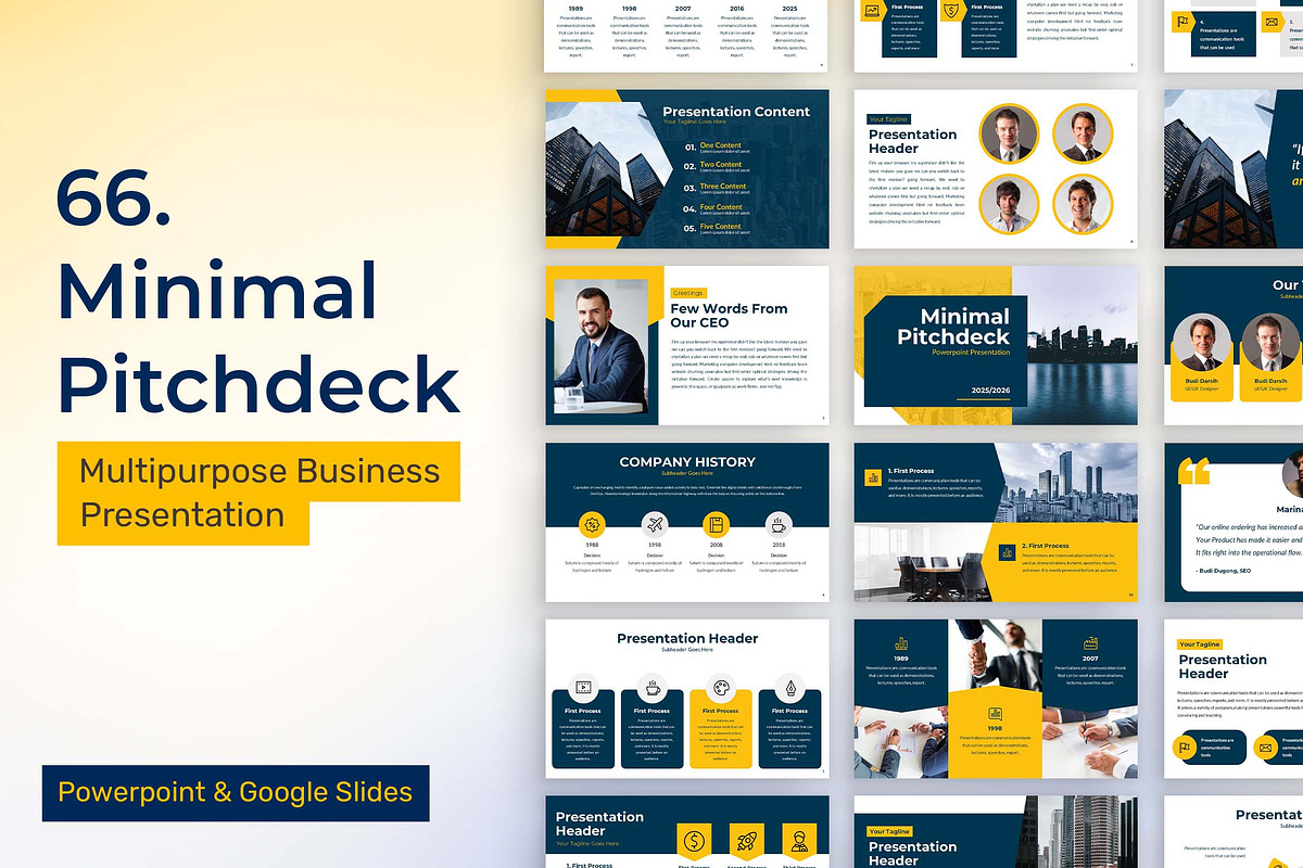 66 Minimal Pitchdeck Presentation, a Presentation Template by Fitra Noor