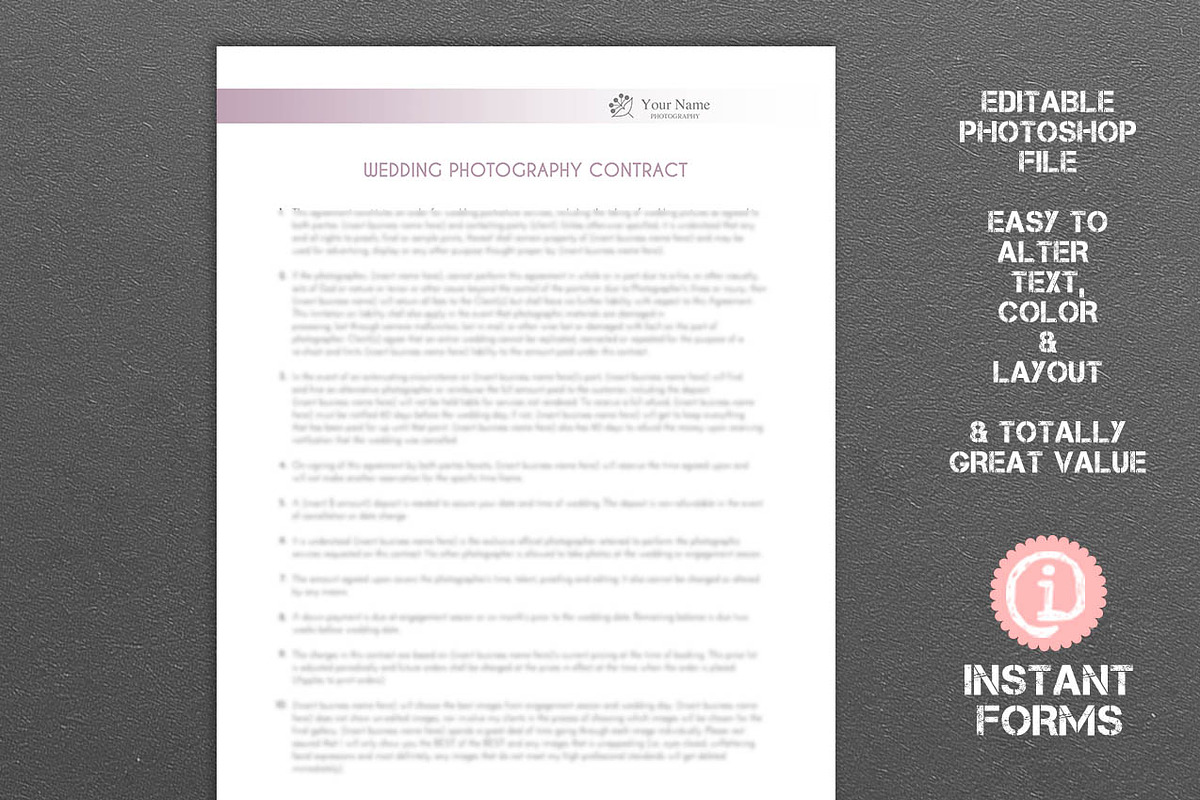 Photography Forms and Contract, a Stationery Template by InstantForms (Photo 3 of 3)