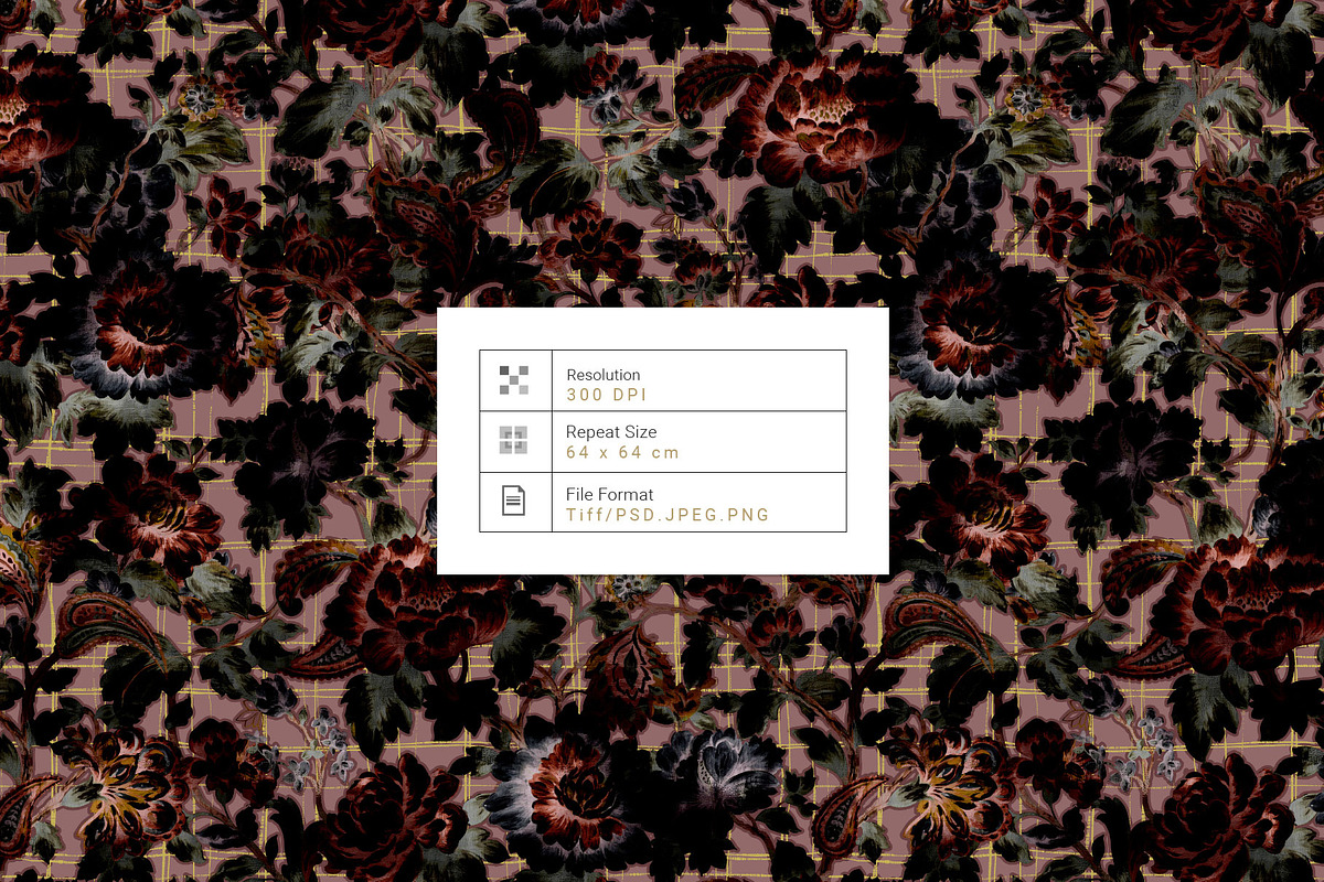 Velvet Noir Floral prints & elements, a Pattern Graphic by Pink Linen (Photo 4 of 14)