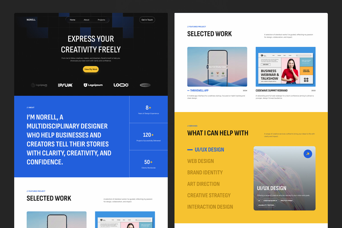 Norell – Portfolio Website UI Figma, an UI Kit Template by peterdraw (Photo 5 of 7)