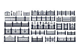 Fences black silhouettes. Metal, an Illustration by Stock-Smart-Start