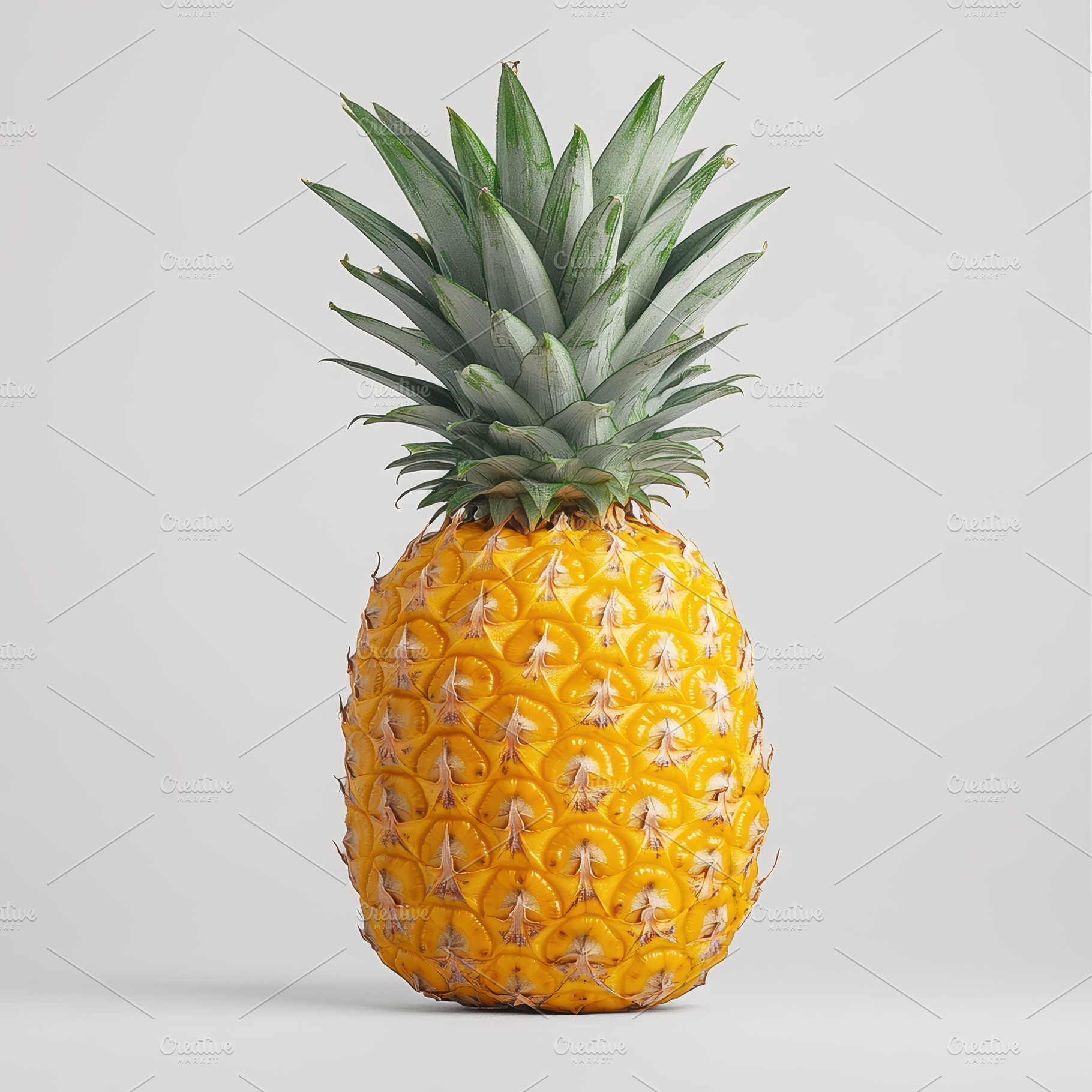 Ripe Yellow Pineapple Isolated on Wh, a Food & Drink Photo by Pixeness Studio
