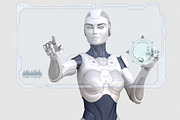 Robot working with Sci-Fi interface, a Finance Illustration by iLexx (Thumbnail 2 of 2)