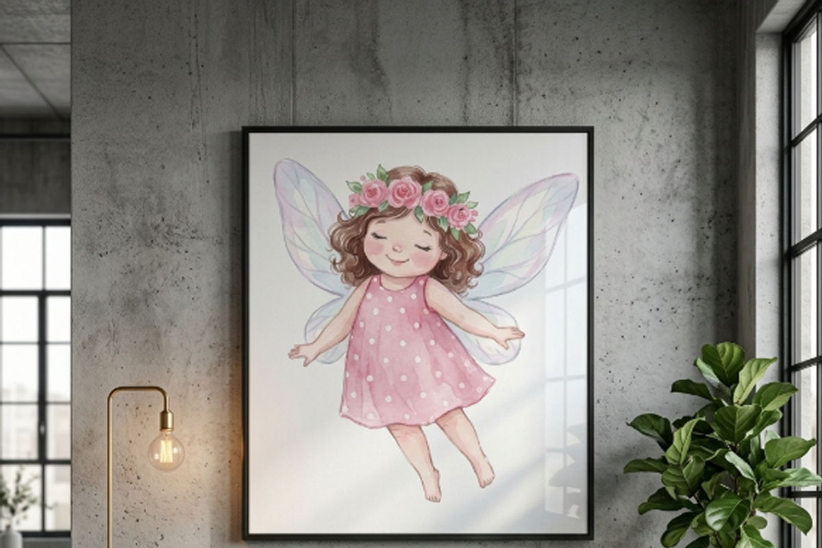 Watercolor Little Fairy Girl Design, a Shirt Mockup by Vector Stall (Photo 8 of 9)