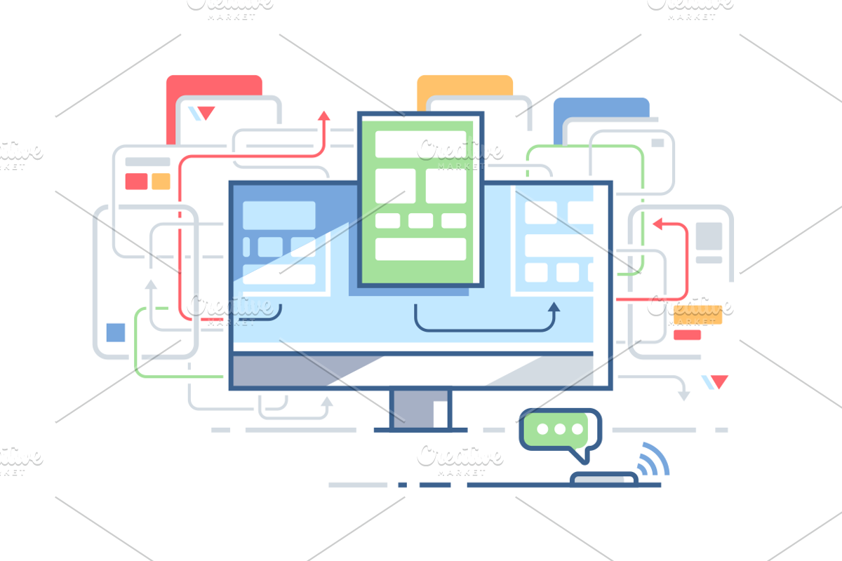 Structure web site of an app, a Technology Illustration by Kit8.net
