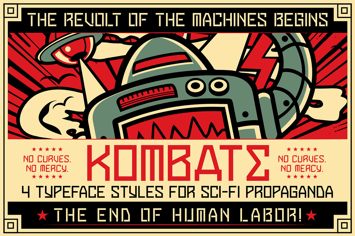 Kombate – Sci-Fi Propaganda Font, a Sans Serif Font by Invasi Studio (Photo 1 of 12)