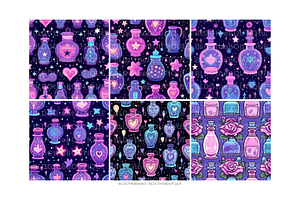 Potion Bottle Seamless Pattern Pack