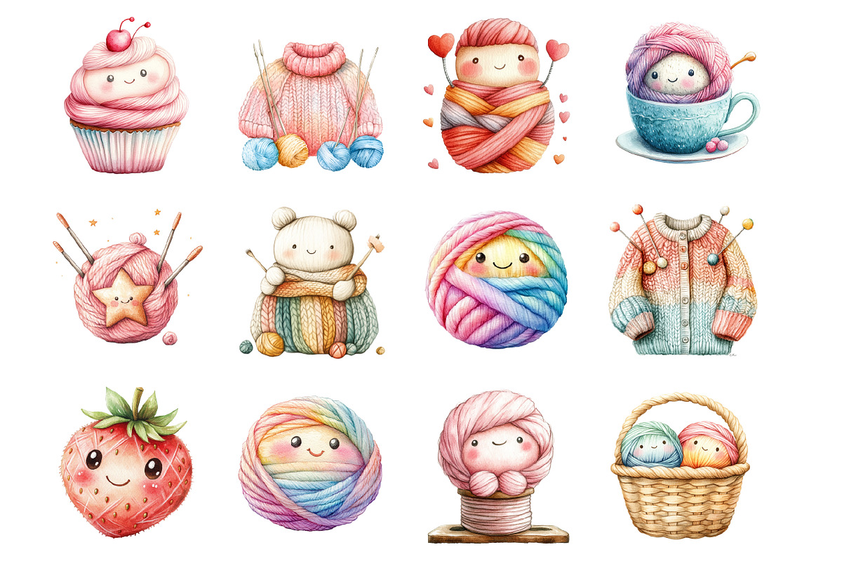 Kawaii Knitting, an Illustration by Design Market (Photo 3 of 4)