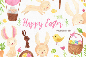 Happy Easter Watercolor Set