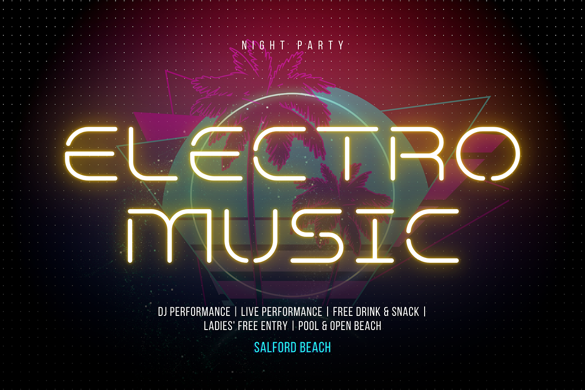 Neon Bright – Neon Display Font, a Sans Serif Font by Sronstudio (Photo 3 of 14)