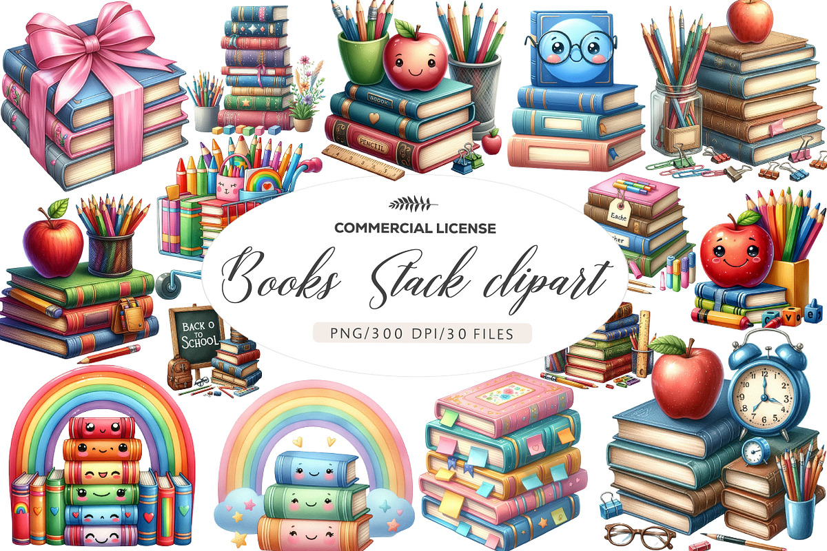 Back to School Books Stack, an Illustration by CreationArt (Photo 1 of 6)