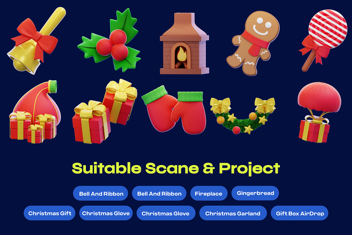 Christmas Party 3D icon pack, an Environmental 3D Model by orenjidesign (Photo 4 of 8)