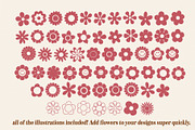 Retro Flowers Illustration Font, a Symbol Font by Dear Darling Design (Thumbnail 2 of 13)