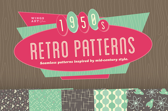1950s Retro Seamless Patterns preview 3