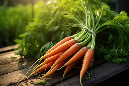 Fresh carrot on wooden background, a Food & Drink Photo by AlyaAnd