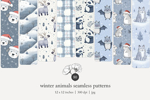 80 winter animals seamless pattern, a Pattern Graphic by Poppy Lane Studio