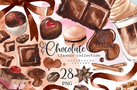 Watercolor Chocolate Clipart
