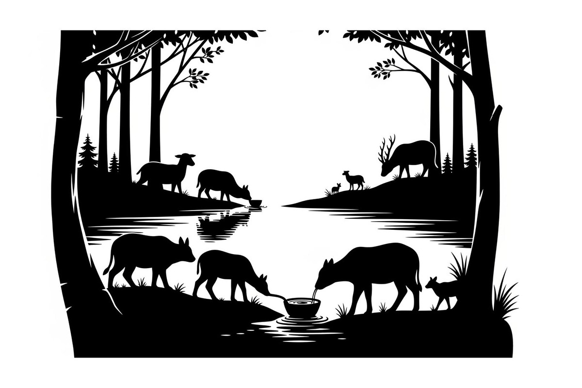 Wildlife Forest Silhouette Vector Bu, an Illustration by Designs_River (Photo 17 of 51)