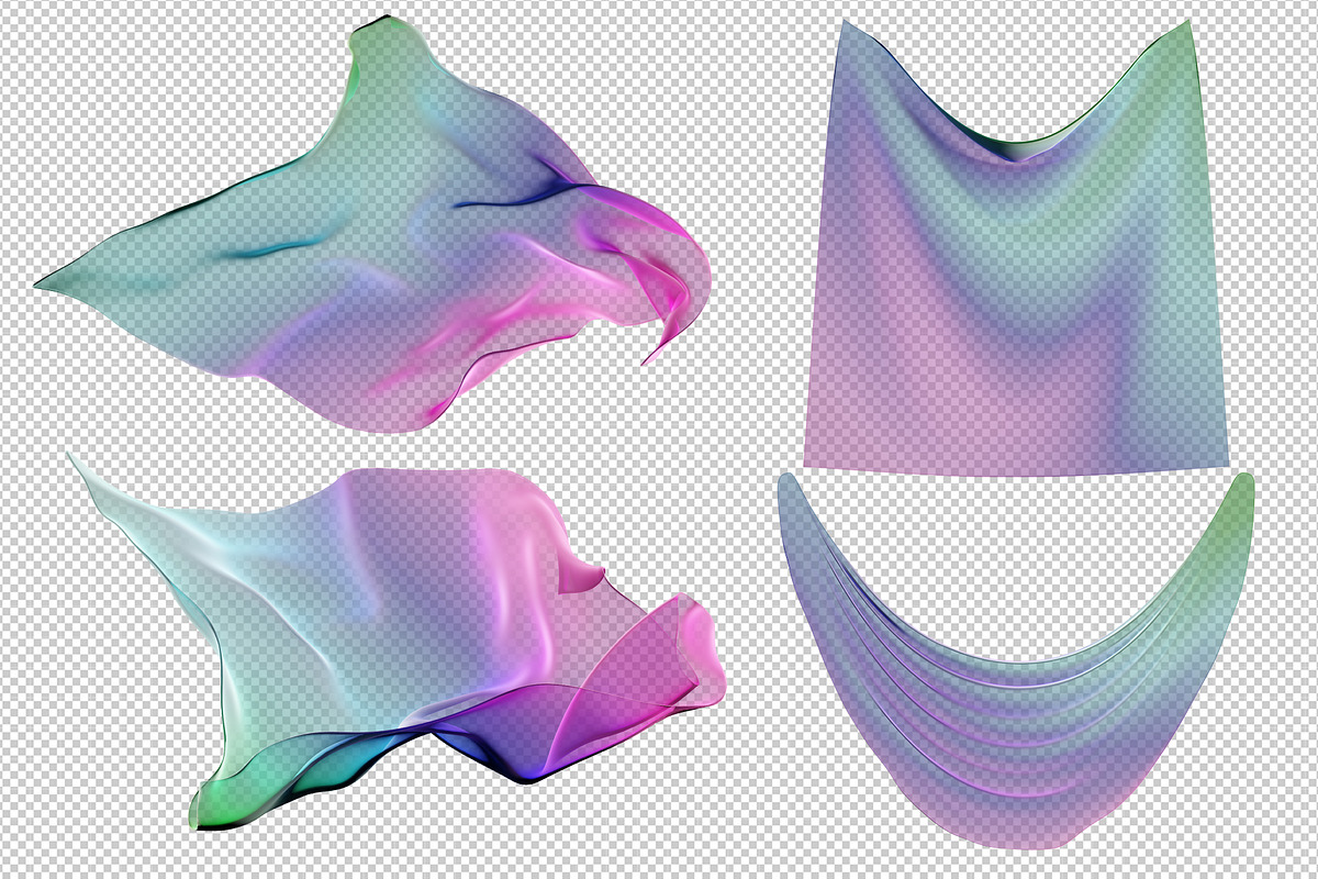 3D Transparent Fabric Objects - PNG, an Object Graphic by smiley.studio