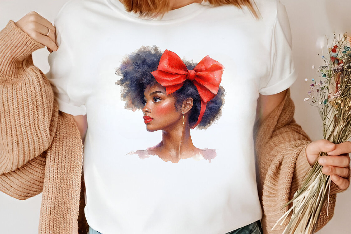 Watercolor Black Afro Girl Clipart, an Illustration by Canvas Craft (Photo 6 of 7)