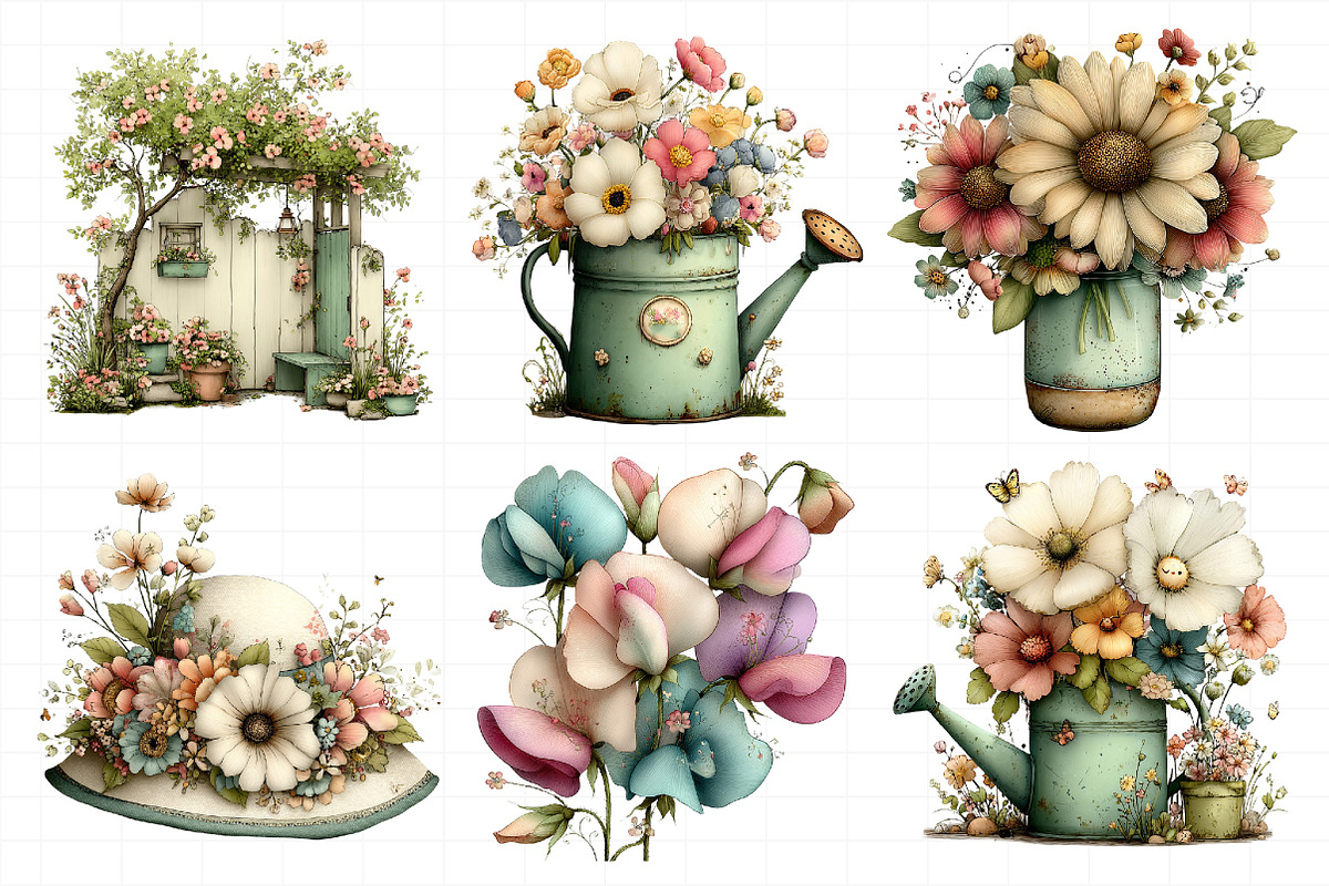 Summer Garden Watercolor Clipart, an Illustration by Daily.Designs (Photo 6 of 7)