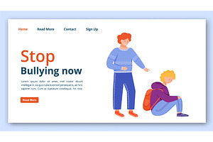 Stop bullying now landing page, a Landing Page Template by IMG visuals characters