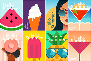 Set of summer fun and party posters