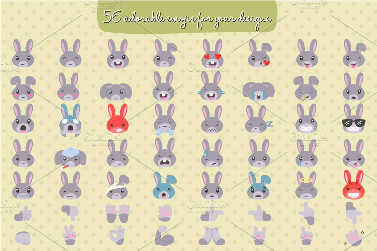 Bunny Emojis, an Emoji Icon by NatBurger (Photo 2 of 4)
