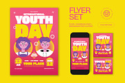 Red Bold Youth Day Flyer Set, a Flyer Template by graphicook (Thumbnail 1 of 3)