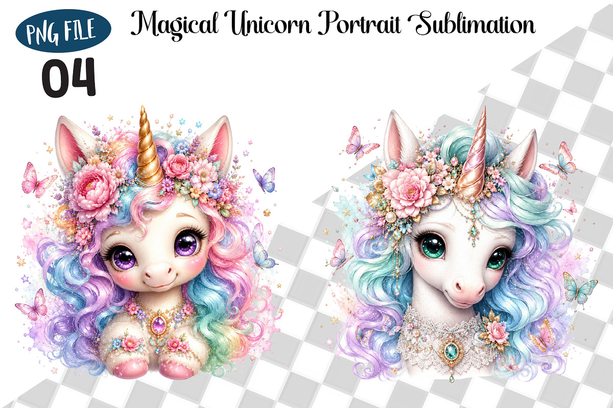 Magical Unicorn Portrait Sublimation, a Seasonal Illustration by CreationArt (Photo 1 of 3)
