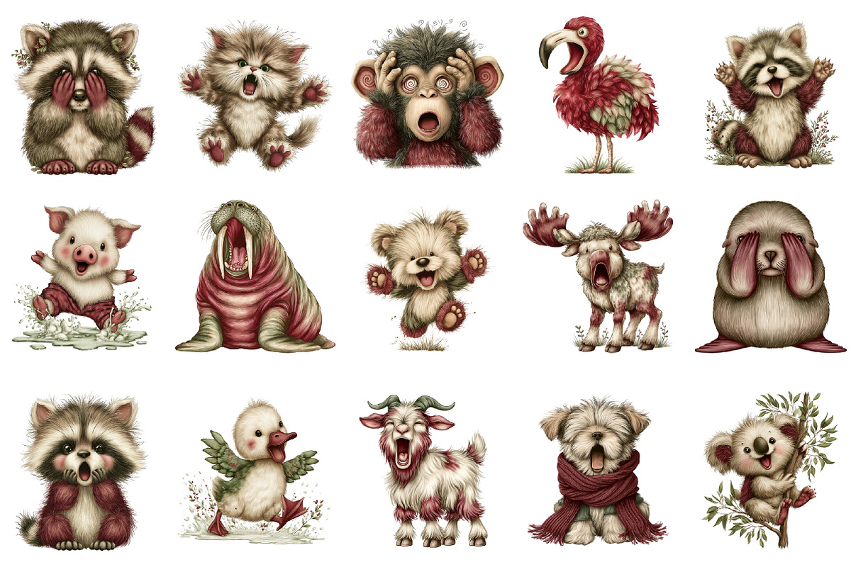 Funny Panic Animals Clipart Bundle, an Illustration by designcity5 (Photo 2 of 5)