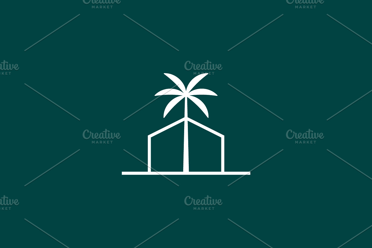 House With Palm Tree Logo, a Branding & Logo Template by kurostd