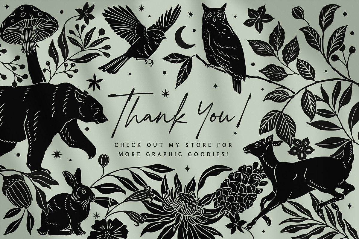 Woodland Shadows Vector Collection, a Decorative Illustration by rouxsupplyco (Photo 15 of 15)