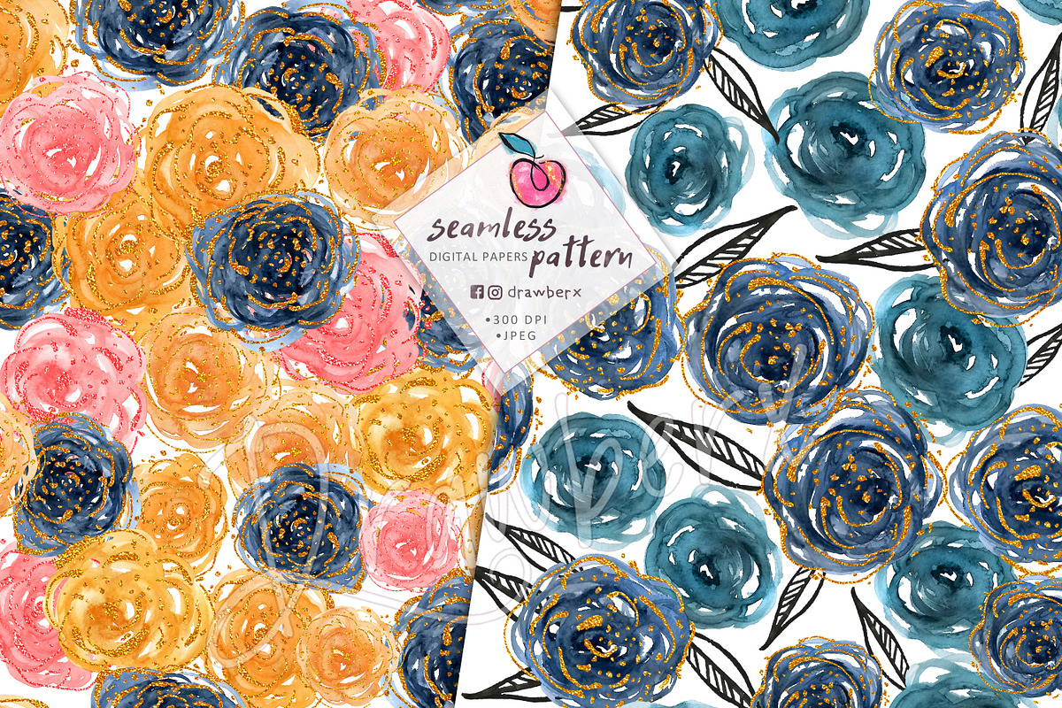 boho flowers, 8 Seamless Pattern 020, a Pattern Graphic by Drawberx (Photo 4 of 10)