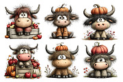 Autumn Highland Cow Clipart, an Animal Illustration by Nicolle's Colorful Art (Thumbnail 6 of 6)