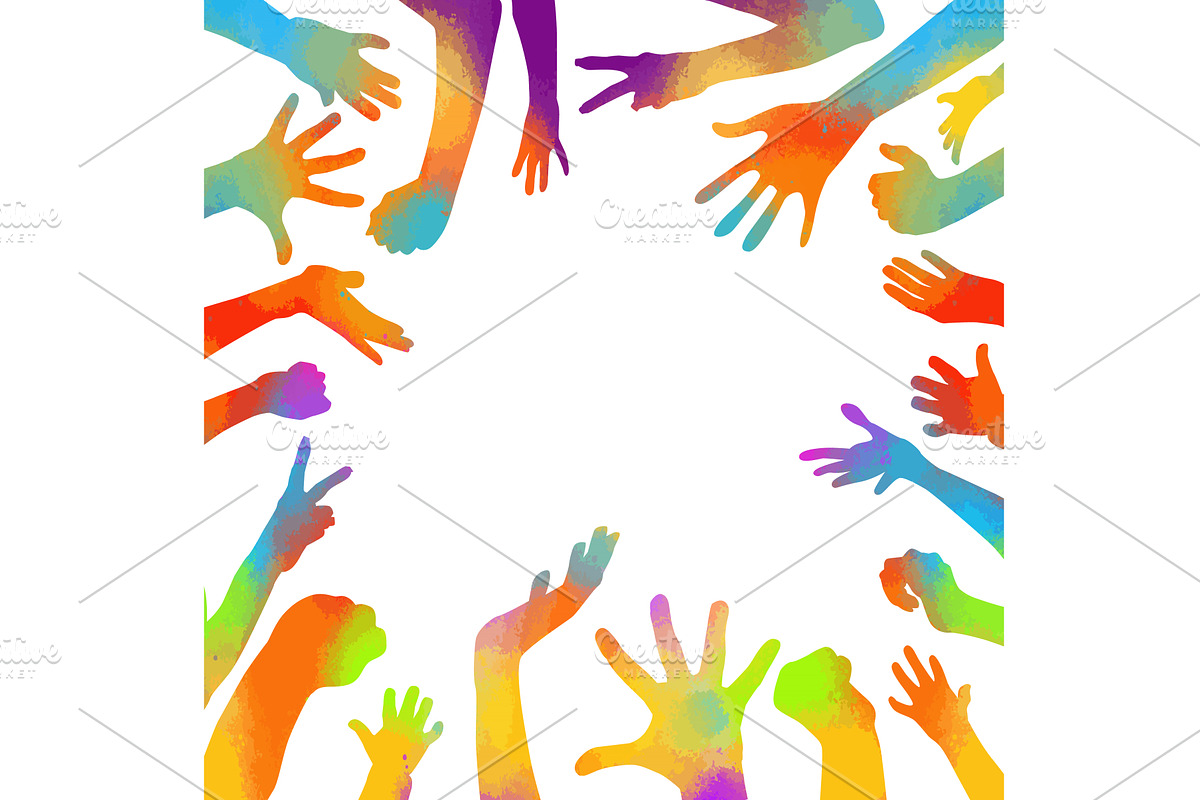 colored hands frame. hand drawn. Not, a Person Illustration by Nenahliadava Design